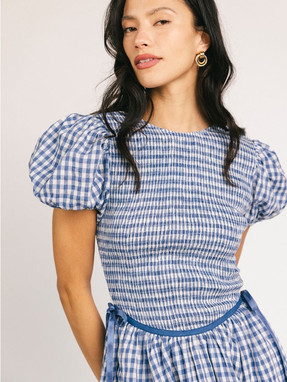 Shop Zoco Red Plaid Smocked Dress - L - Picture 8 of 10